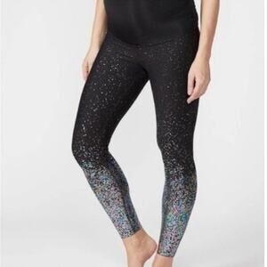 Beyond the Bump Black Splatter Print Soft Belly Panel Maternity Leggings XS